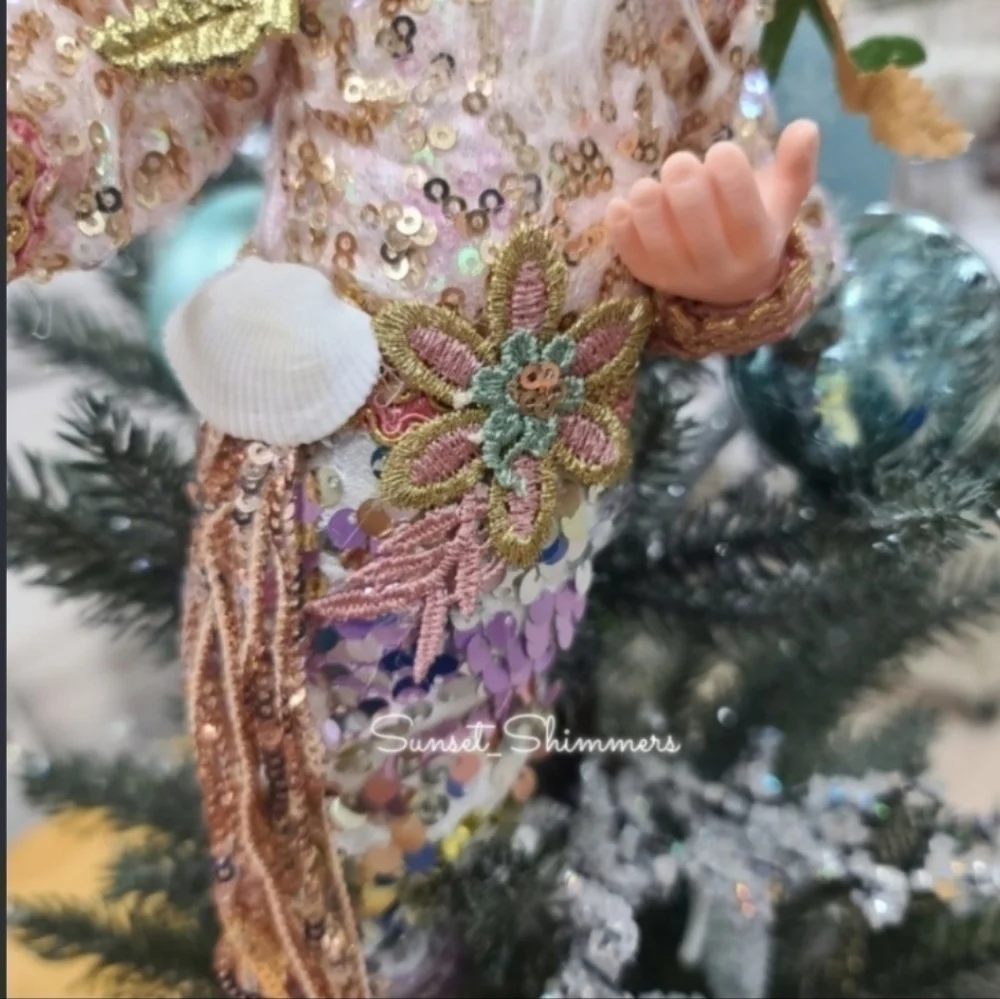 Whimsical Mermaid Elf Fairy Coastal Christmas Ornament 21” Mark Robert's Style